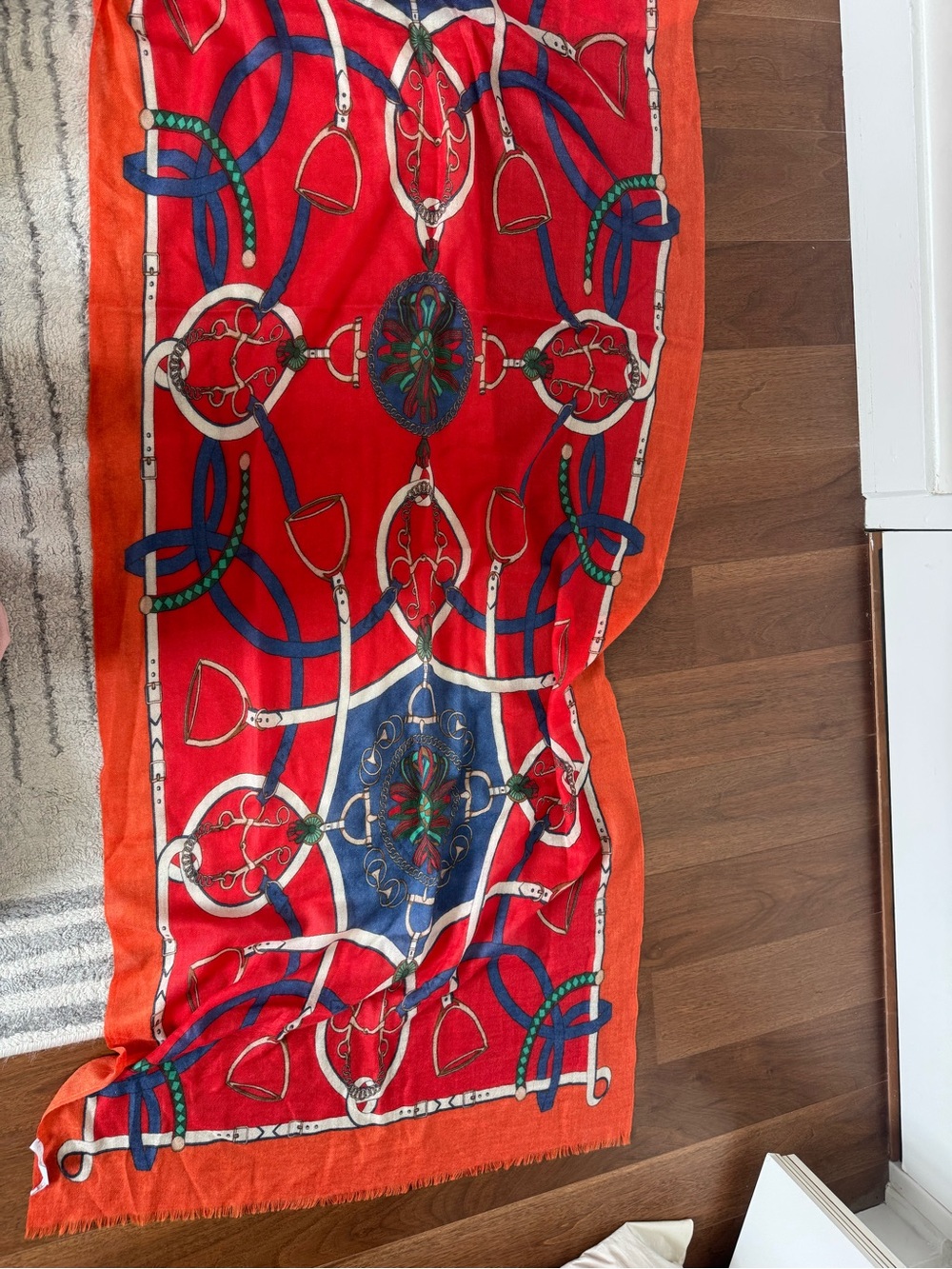 Red and Blue cashmere scarf